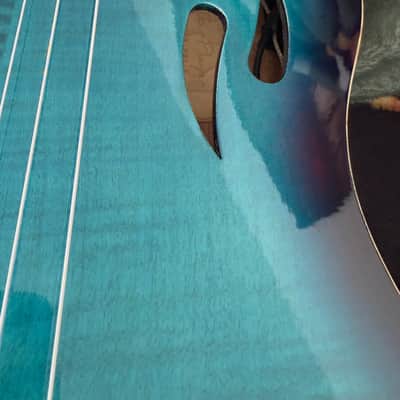 Ortega TourPlayer Series Nylon String Acoustic-Electric Guitar - RTPDLX-FMA-L, Left-handed, Flamed Mapled Blue image 4
