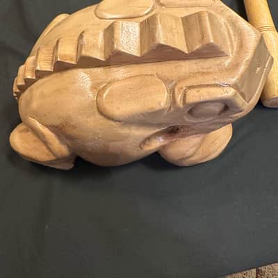 Handmade 11"x6.5" X-LARGE Frog Guiro Scraper Rasper, with Beater-MINT image 5