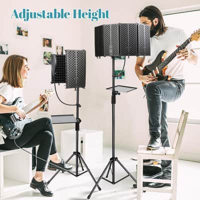 Recording Studio Microphone Stand – Foldable Tripod with Isolation Shield & Pop Filter image 3