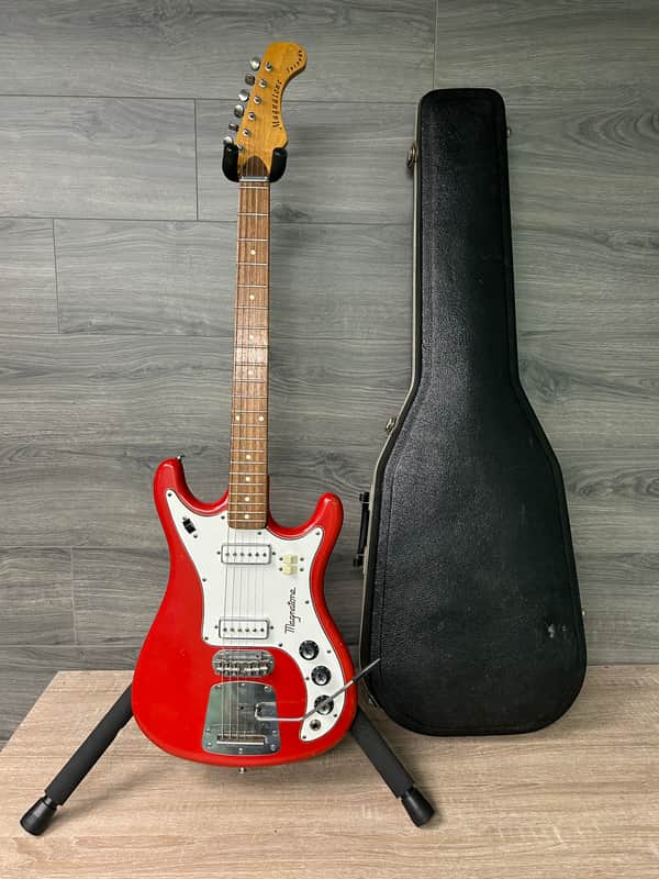 1965 Magnatone Tornado X-15 Red Sparkle Electric Guitar with Hard Case #2687 image 1