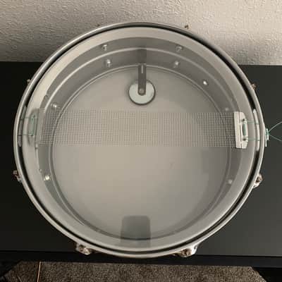 Ludwig L-404 Acrolite 5x14" 8-Lug Aluminum Snare Drum with Rounded Blue/Olive Badge 1979 - 1993 - Gray image 12