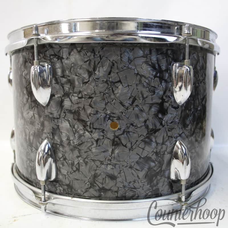 MIJ 13x9"Tom Drum BDP Japan 3Ply+Rings Clip Mount Vintage60s Black Diamond Pearl image 1