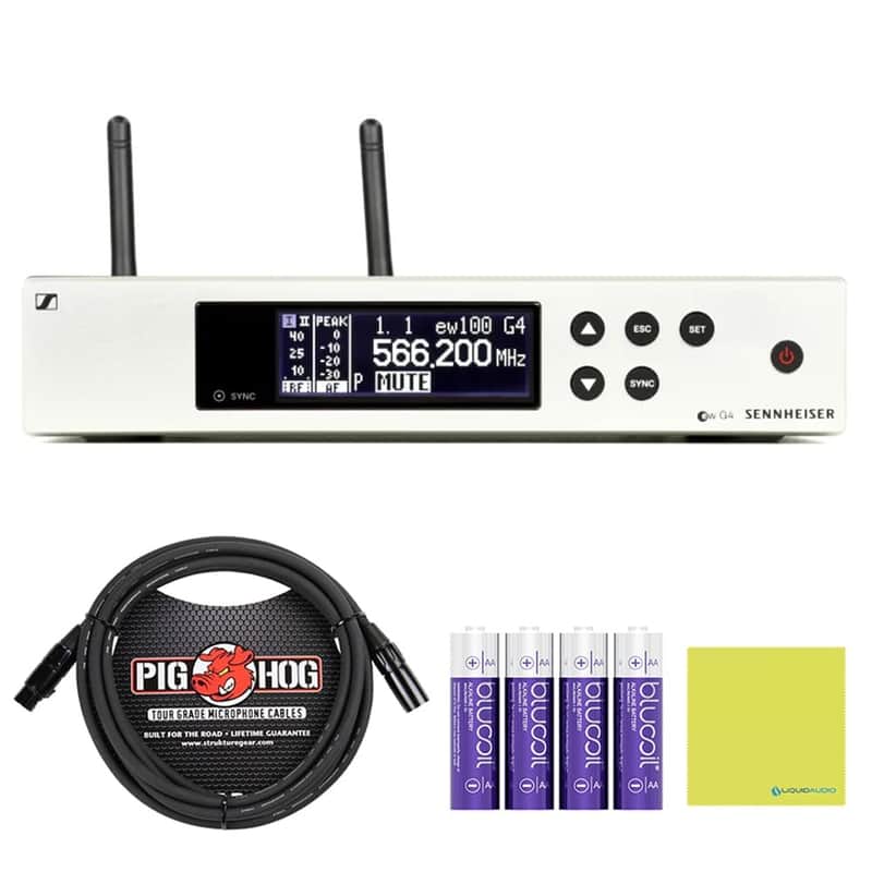 Sennheiser Pro Audio Rackmount True Diversity Receiver (509654) Bundle with 10ft Pig Hog XLR Microphone Cable, 4 AA Batteries & Polishing Cloth – Reliable Wireless Performance image 1