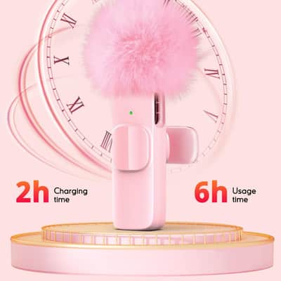 Pink Mini Wireless Microphone for iPhone & Android, Lavalier Microphone with Noise Cancellation, Plug & Play Pink Mic for YouTube, TikTok, Podcast, Live Stream image 2