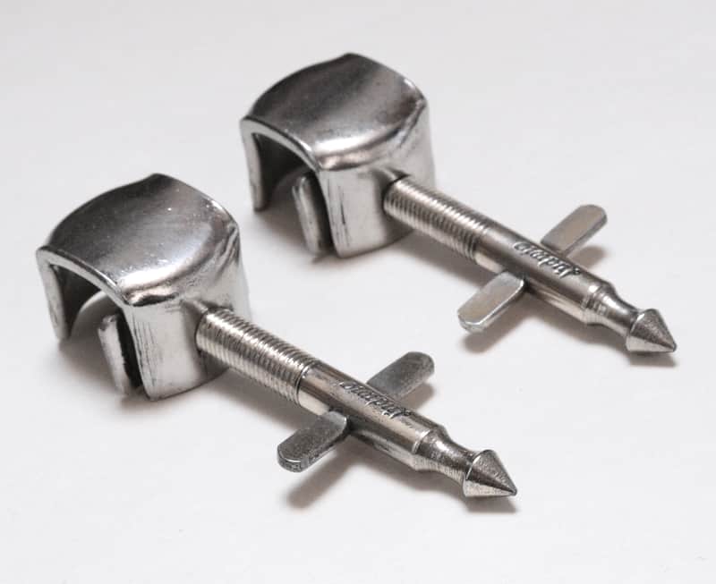 Ludwig Bass Drum Spurs, Logo Stamped, Nickel Finish, Logo, MINT! / 1920s-30s / INSPECTED & TESTED image 1