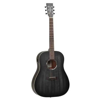Tanglewood TWBBSDE Blackbird Dread Slope Shoulder 6-String Right-Handed Acoustic Electric Guitar with Mahogany Body and Techwood Fretboard (Black)