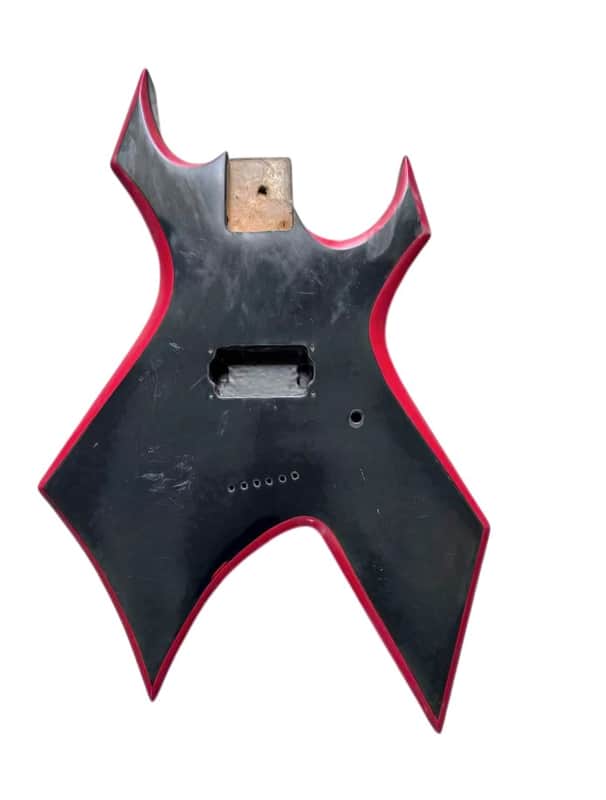 Custom Black Red Guitar Warlock Style Body, String Through Bridge image 1