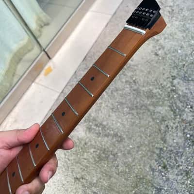 1 Headless 24frets roasted maple electric guitar neck c contour 25.5 spoke truss rod with lock image 5