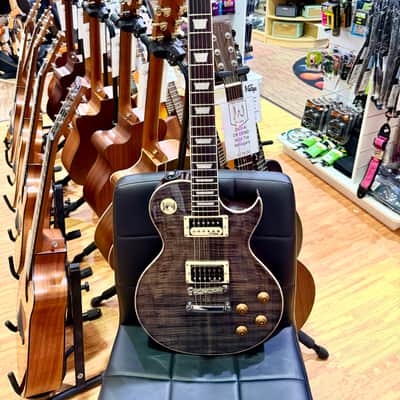 🔥MINT🔥 Vintage V100T BK ReIssued Series Electric Guitar~ Flamed Thru Black LP! image 11