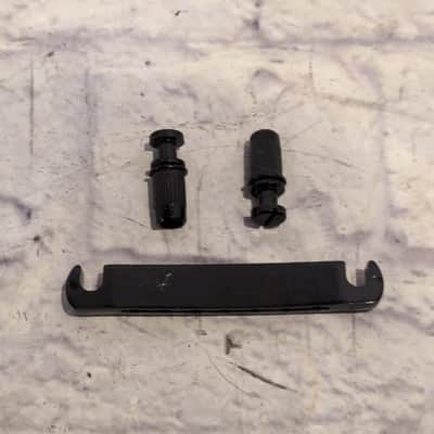 Black 7 String Stop Bar Tailpiece with Anchors and Studs image 2