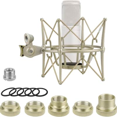 Creators Microphone Shock Mount Compatible with Rode NT1-A, NT2-A, NT1000, NT2000, NTK, K2, Mic Anti-Vibration Suspension Adapter Clamp Mic Holder Clip (Champagne/Metal)