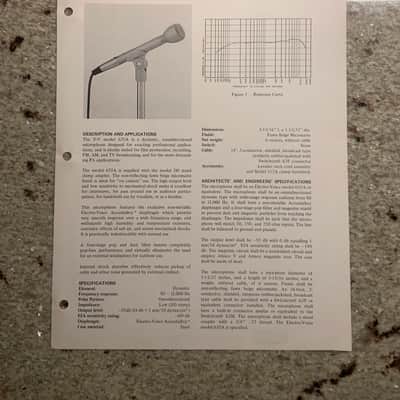 Vintage 1970s Kustom Electro Voice 635A Omnidirectional Dynamic Microphone Spec Sheet! image 1