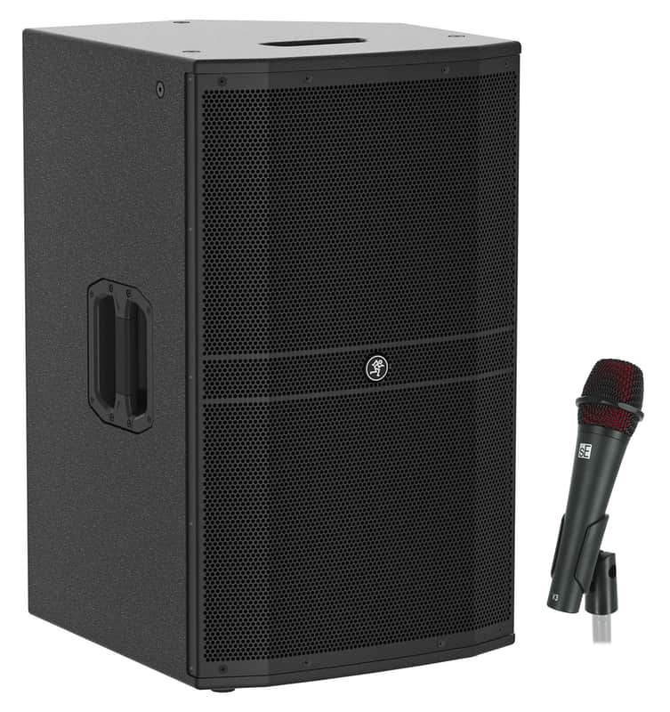 Mackie DRM215-P 15" 1600w Professional Passive DJ PA Speaker+Se Electronics Mic image 1