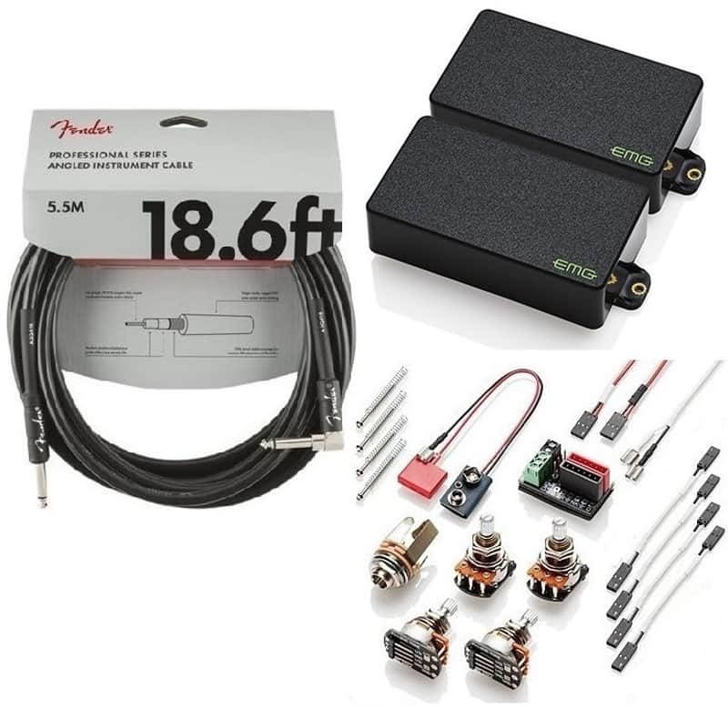 EMG KH-BB Set Kirk Hammett Bone Breaker Black Active Humbucker Short Shaft Pots (FENDER 18FT CABLE) image 1