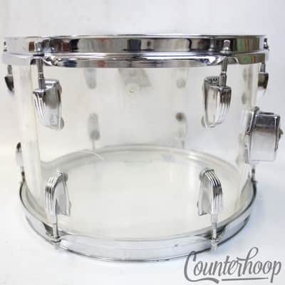 *Ludwig 12x8" Vistalite Clear Tom Drum Vintage 70s Blue/Olive Badge Double-Sided image 4