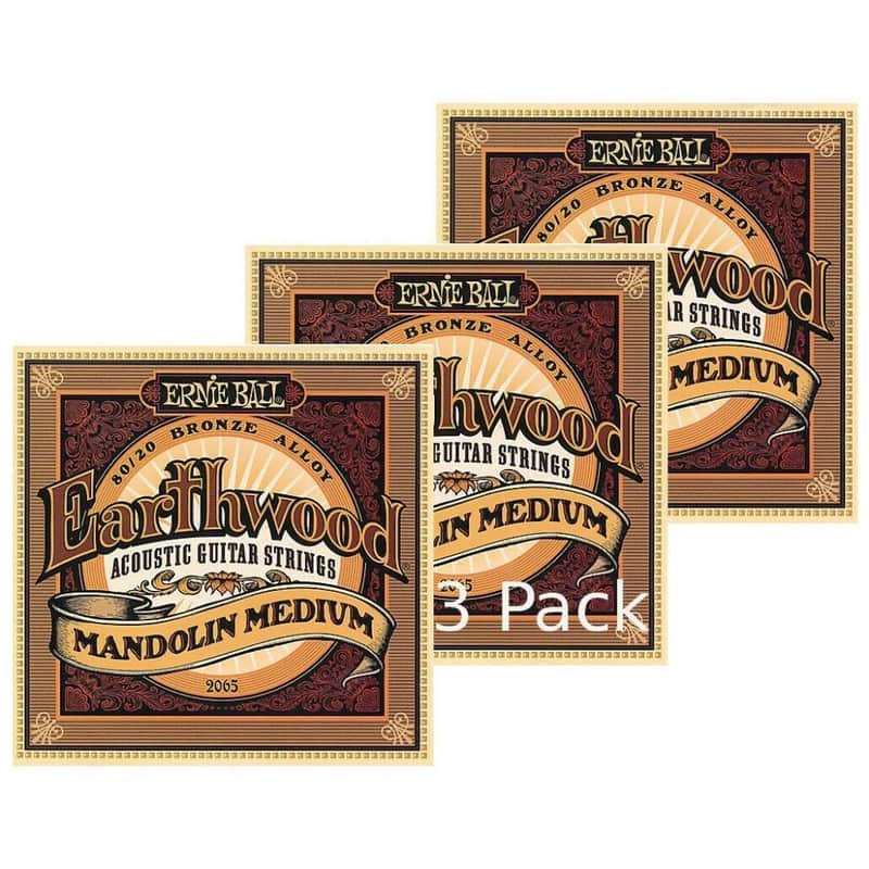 Ernie Ball Earthwood 80/20 Bronze Mandolin Medium Strings 2065 3-Pack image 1