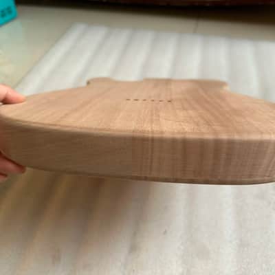 Mahogany Wood Telecaster Teler Style Guitar Body, F Hole Routing, String Through Bridge image 5