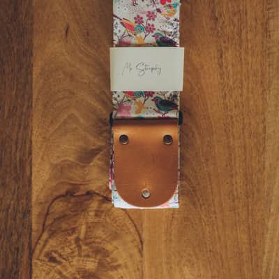 Mr.Strapsky Birds Guitar/Bass Strap (Light Claret), Leather Ends image 8