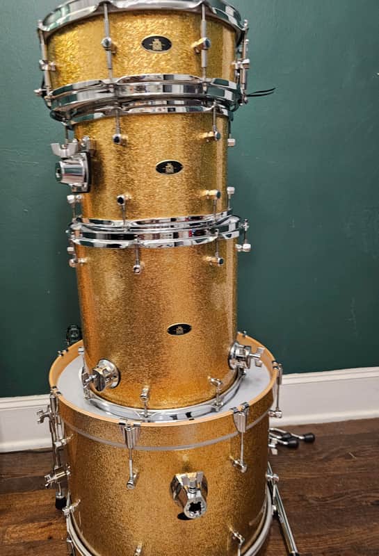 RBH Monarch Series Custom Vintage 2000's Mahogany Drum Kit- Gold Sparkle image 1