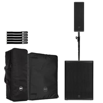 RCF NXL 14-A Black Column Speaker w 18-AX Subwoofer Pole & Covers image 1