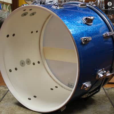 1960s Ludwig Downbeat Outfit in Sparkling Blue Pearl 14x20 8x12 14x14 image 8