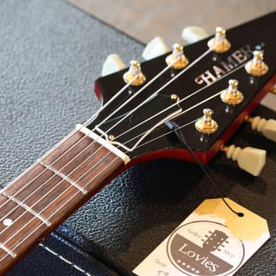 Sweet! 2005 Hamer Korina Vector Flying V Style Guitar Trans Cherry w/ Brazilian Board + COA OHSC image 10
