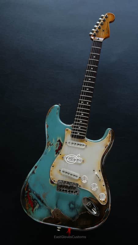 Fender Stratocaster 60th  Anniversary Daphne Blue Heavy Aged Relic by East Gloves Customs image 1
