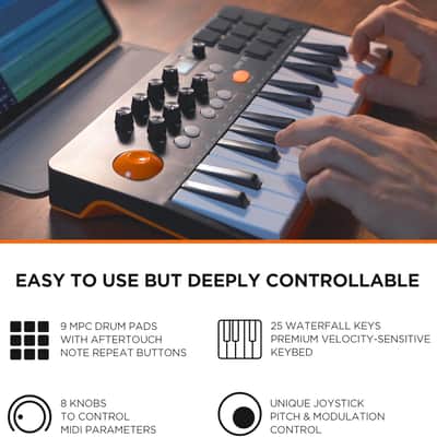 HXW Avatar EMK-25 25 Keys Bluetooth MIDI Keyboard Controller for Beginners and Producers, Professional Mini Beat Maker Machine, Software Included, USB Powered/Battery Operation image 3