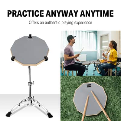 Drum Practice Pad 8 Inches, Silent Practice Drum Pad 2-Sided With Drum Sticks - Gray image 3
