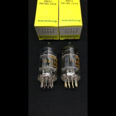 NOS NIB Matched Pair AMPEREX 12AX7A ECC83 Holland Dimple Disc Getter Vacuum Tubes 9.9732 image 2