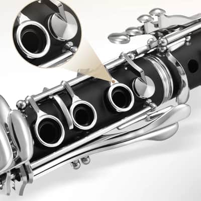 ECL-300 Bb Concert Clarinet – Beginner to Intermediate Student Set with Case, 3 Reeds & Accessories – Boehm 17-Key Nickel-Plated image 6