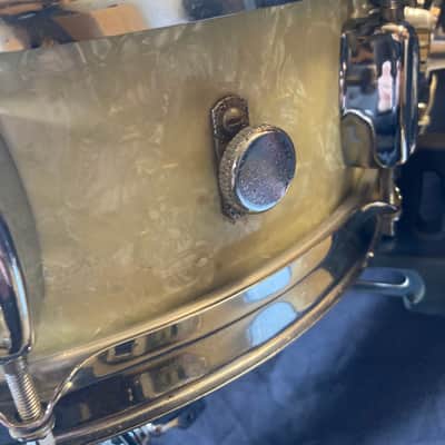 Paul "Jamo" Jamieson's Rogers - 5x14" PowerTone Model White Marine Pearl Snare Drum 1965 image 4