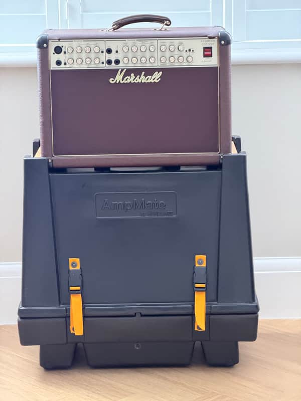 Marshall Acoustic Soloist AS80R 2-Channel 80-Watt 2x10" Acoustic Guitar Combo 1994 - 1999, including foot pedal, cover and rolling case - Brown image 1
