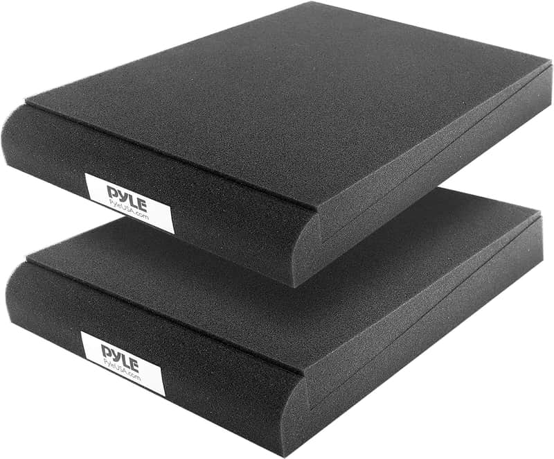 Sound Dampening Speaker Riser Foam - Audio Acoustic Noise Isolation Platform Pads Recoil Stabilizer For Studio Monitor, Subwoofer, Loud Speakers - Pyle PSI03 - Pack of 2,Black image 1