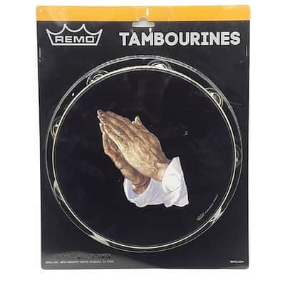 10" DOUBLE ROW EVANGELICAL TAMBOURINE WITH PRAYING HANDS REMO image 3