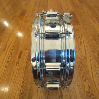 Rogers Vintage 1963/64 Dynasonic 7 line come over brass snare drum with snare rail! image 5