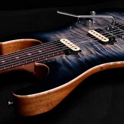 Suhr Modern Custom Mahogany 2015 Faded Trans Whale Blue Burst Quilt Top image 10