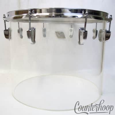 Ludwig 15x12"Vistalite Clear Concert Tom Drum Vintage 70s USA Blue/Olive Clip Mt image 4