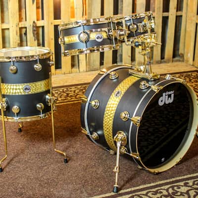 DW Collector's Gold Leaf Rally Stripe Over Ebony Kit - 20,10,12,14 - SO#1153902 image 2