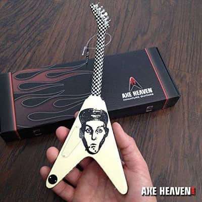 AXE HEAVEN Licensed Rick Nielsen Checkered Flying V MINIATURE Guitar Display image 6