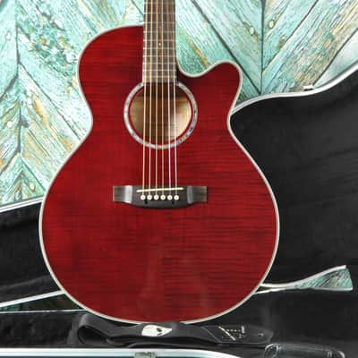 Takamine G Series Acoustic Electric Guitar EG540C w/ SKB Hard Shell Case Red Flamed image 1