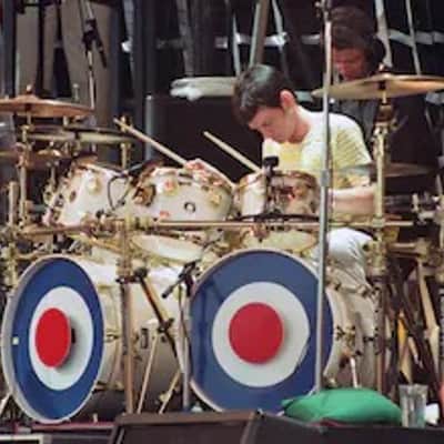 DW Zak Starkey's THE WHO, 8-Piece Tour Set with Rack and Matching Snare! 1988 - White/Gold Hardware image 2