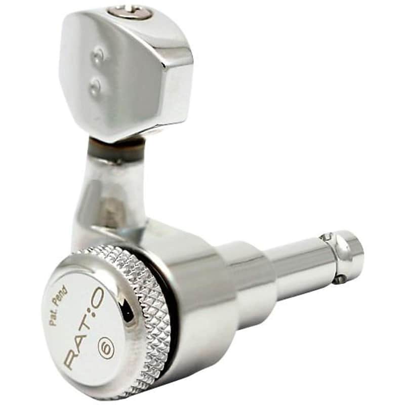 Graph Tech Electric Locking 6-In-Line Contemporary Mini 2 Pin Tuned Machine Heads Chrome image 1