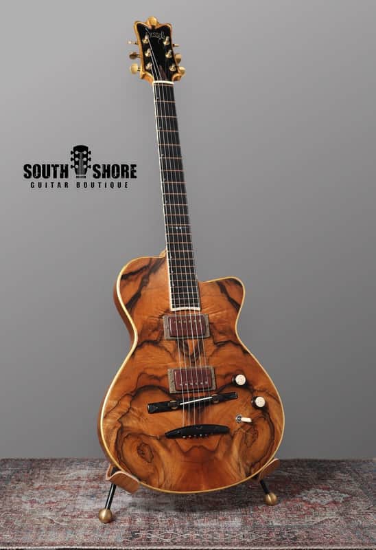 Jesselli 14" Walnut and Gold Leaf Hollow Body Circa 1988 - Natural. image 1