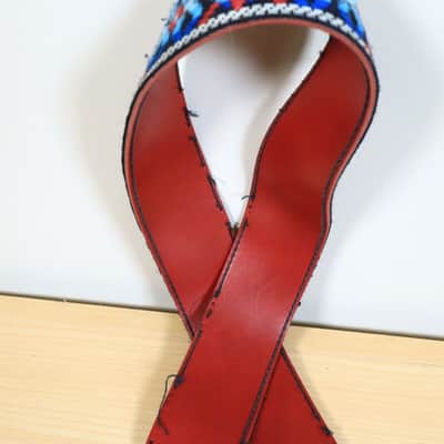 Vintage Ace Embroidered Guitar Strap Red White Blue Strap Clapton Hendrix image 5