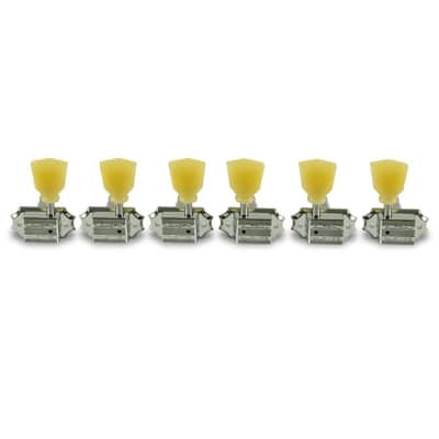 Kluson 3 Per Side Vintage Diecast Series Tuning Machines Chrome With Plastic Keystone Button