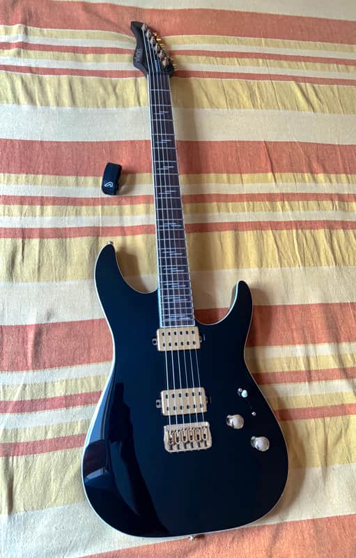 Schecter Reaper-6 Custom 2023 - Gloss Black with Bareknuckle Juggernaut pickups image 1