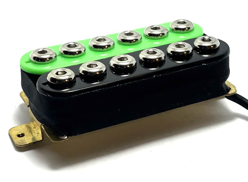 Zebra Green Black Crusader Bridge Position Humbucker Pickup, 1 qty ~ Featuring Chrome Poles image 1