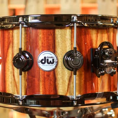 DW 7x14 Collector's Maple VLT Natural Lacquer over Candy Stripe Padauk Snare Drum - SO#1410012 image 2