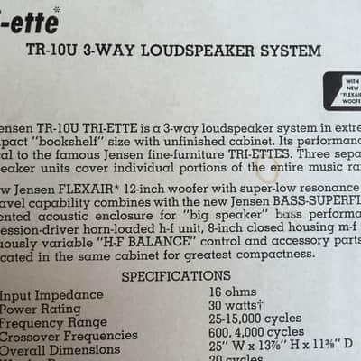 1962 Jensen T10 Tri-ette  Vintage 3-way Loudspeaker (one speaker only) image 18